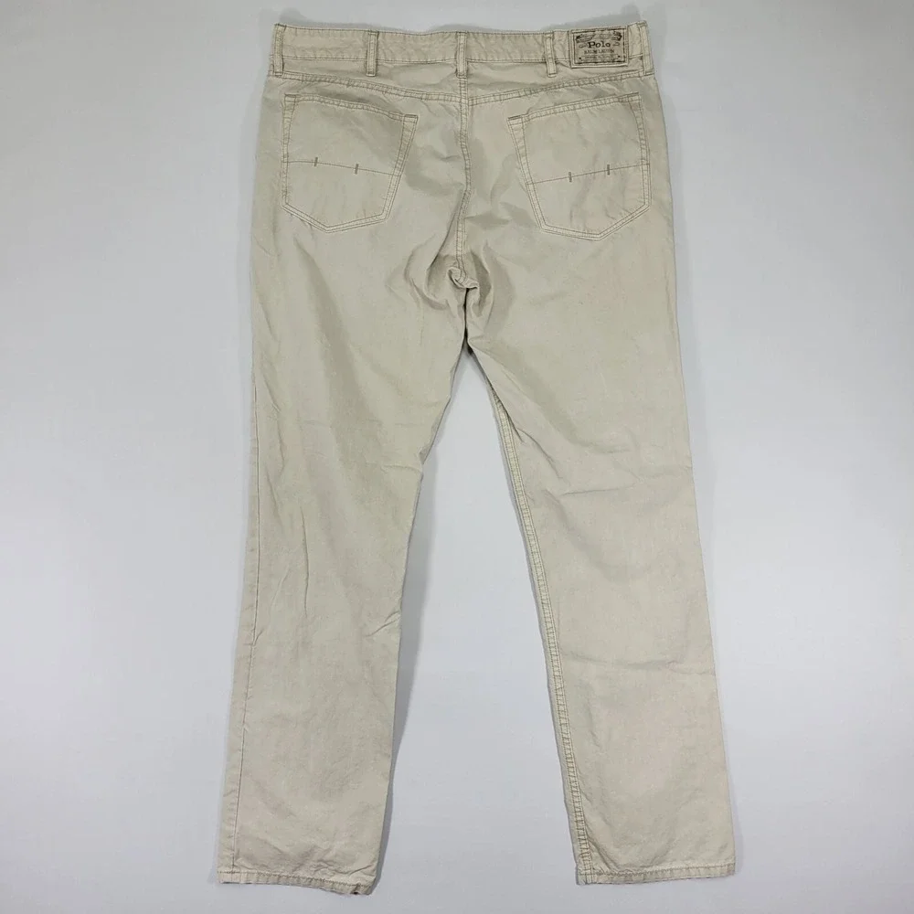 Polo Ralph Lauren Men's‎ Beige Jean Pants Varick Slim Striaght Size 36 x 32